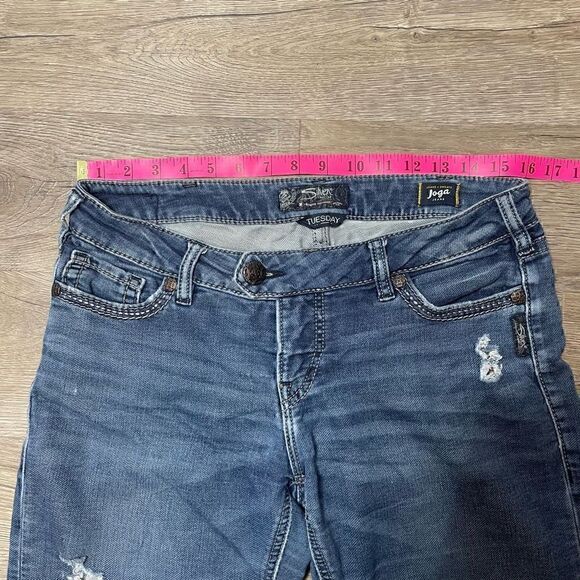 Silver Jeans Tuesday Low Rise Skinny Size W31/L31 Blue Denim Distressed - Picture 9 of 11